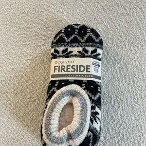 Fireside Cozy Black and White Slipper Socks